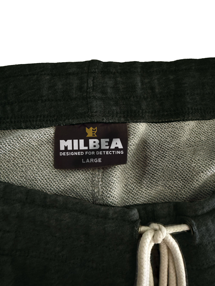 Milbea fleece pants interior shot of the size label. 