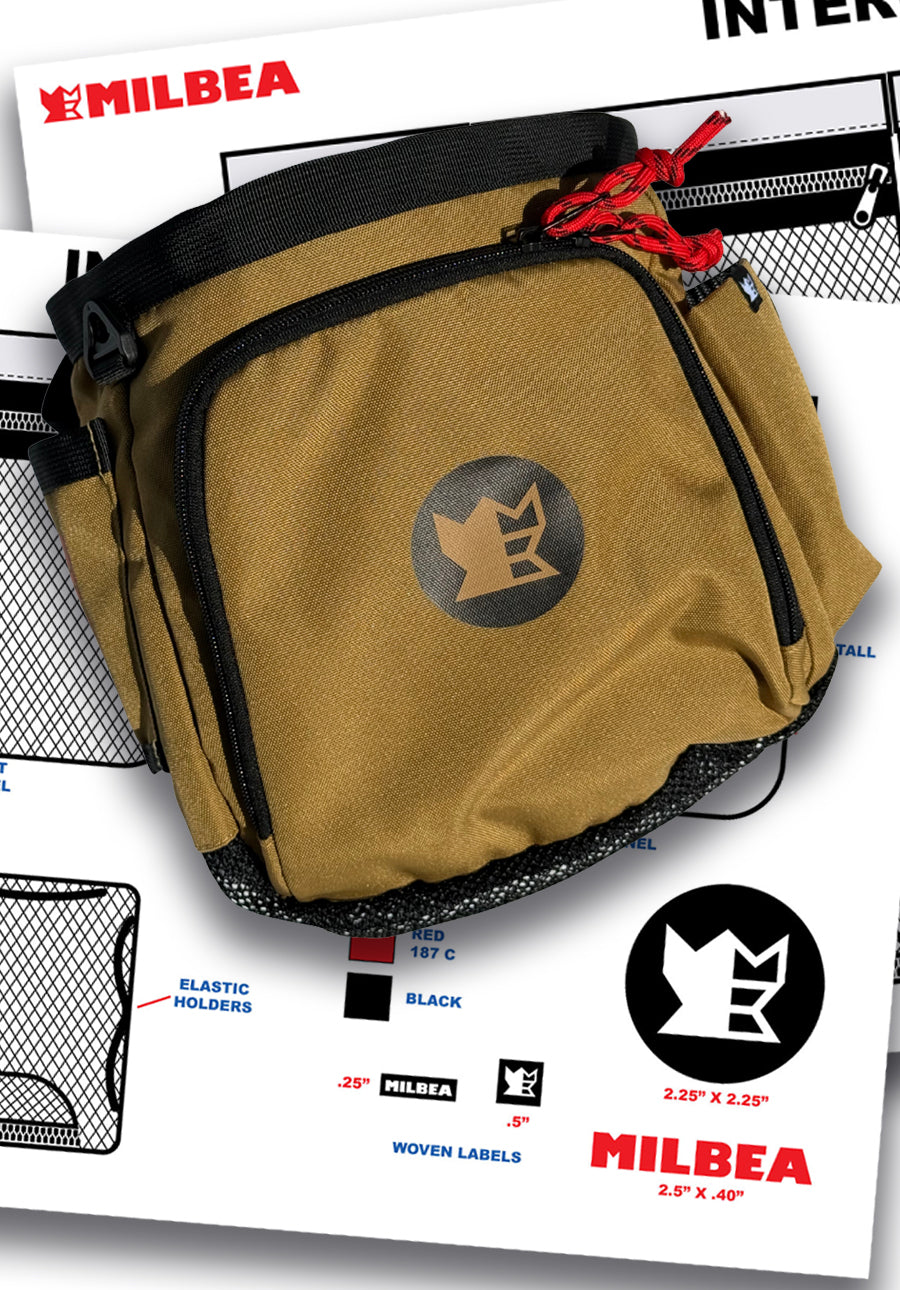 Milbea "ROOK" metal detecting finds bag in Khaki. Comes with a matching sheath.